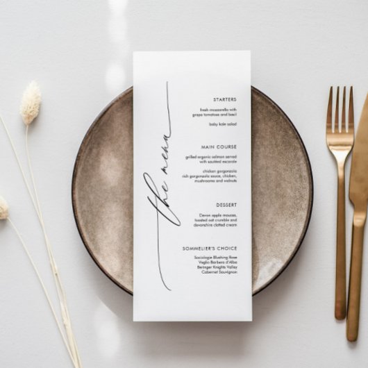 Elegant minimalistisch huwelijksmenu met scriptlet menu