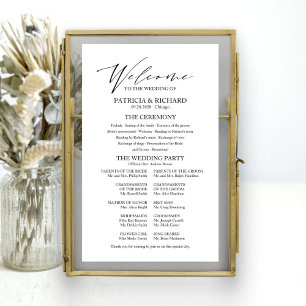 Elegant minimalistisch huwelijksprogramma bord poster