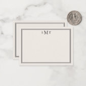 Elegant minimalistisch ivoor drieletterig monogram notitiekaartje (Voorkant / Achterkant in situ)