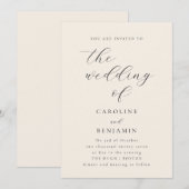 Elegant Minimalistisch Ivory Cream Calligraphy Wed Kaart (Voorkant / Achterkant)