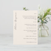 Elegant Minimalistisch Ivory Script Custom Wedding Menu (Staand voorkant)