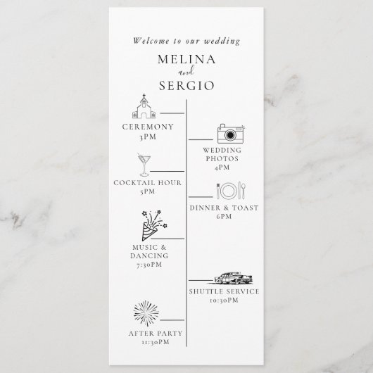 Elegant minimalistisch kalligrafie tijdlijnhuwelij programma (Voorkant)