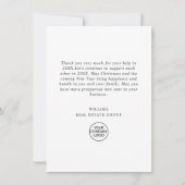 Elegant minimalistisch kerstbedrijf bedankkaart (Achterkant)