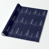 Elegant minimalistisch kerstboomontwerp blauw cadeaupapier (Uitgerold)