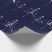 Elegant minimalistisch kerstboomontwerp blauw cadeaupapier (Hoek)