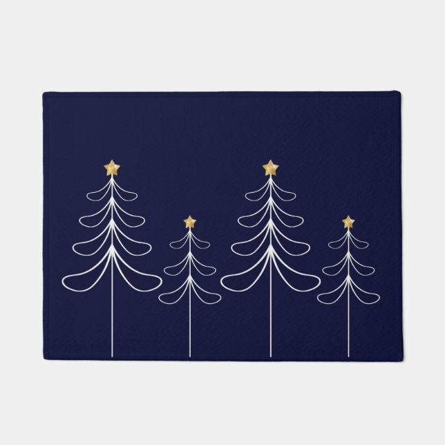 Elegant minimalistisch kerstboomontwerp blauw deurmat (Voorkant)
