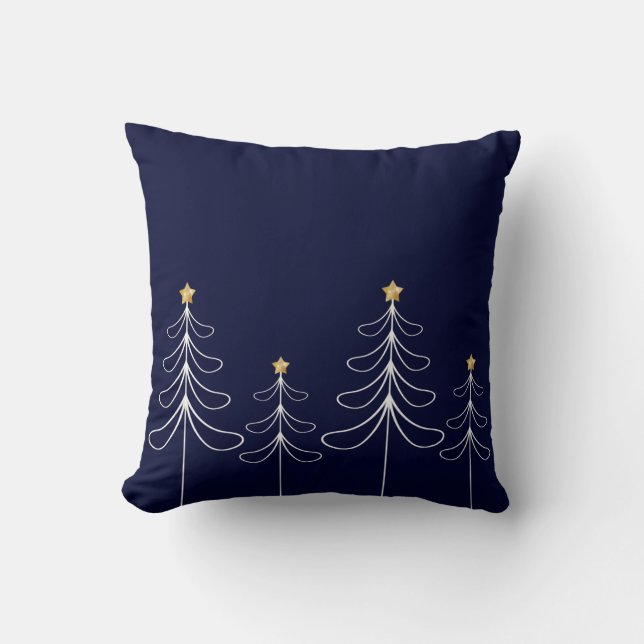 Elegant minimalistisch kerstboomontwerp blauw kussen (Voorkant)