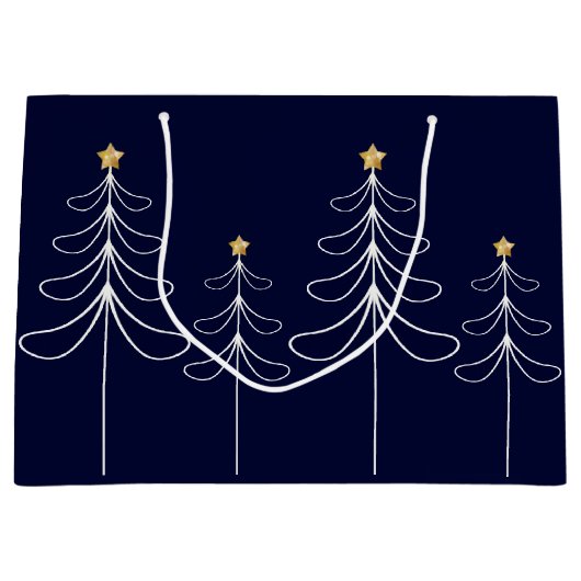 Elegant minimalistisch kerstboomontwerp blauw large cadeauzakje (Voorkant)