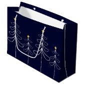 Elegant minimalistisch kerstboomontwerp blauw large cadeauzakje (Voorkant Gekanteld)
