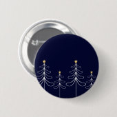 Elegant minimalistisch kerstboomontwerp blauw ronde button 5,7 cm (Voorkant /achterkant)