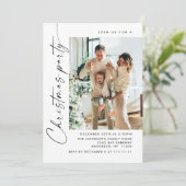 Elegant minimalistisch kerstfeest 2 foto kaart (Staand voorkant)