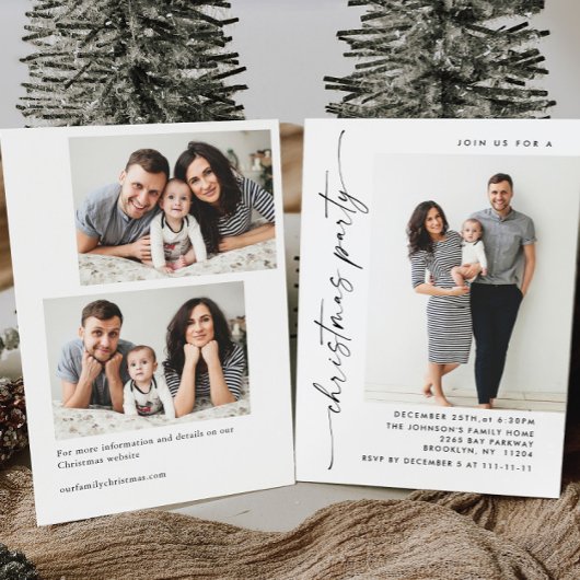 Elegant minimalistisch kerstfeest 3 foto kaart