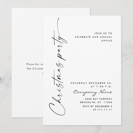 Elegant minimalistisch kerstfeestje kaart (Voorkant / Achterkant)