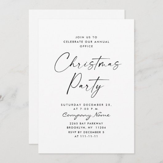 Elegant minimalistisch kerstfeestje kaart (Voorkant / Achterkant)