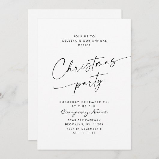 Elegant minimalistisch kerstfeestje kaart (Voorkant / Achterkant)