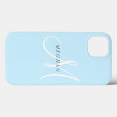 Elegant minimalistisch lichtblauw monogramma Case-Mate iPhone case (Achterkant (horizontaal))