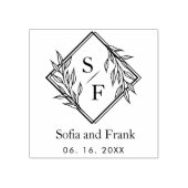 Elegant minimalistisch loof bruiloft monogram 	rubberstempel (Afrduk)
