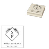 Elegant minimalistisch loof bruiloft monogram 	rubberstempel (Gestempeld)
