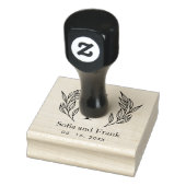 Elegant minimalistisch loof bruiloft monogram 	rubberstempel (Stempel)