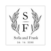 Elegant minimalistisch loof bruiloft monogram 	rubberstempel (Afrduk)