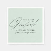 Elegant minimalistisch Mint Green Afstuderen Servet (Voorkant)