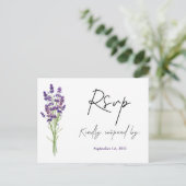 Elegant minimalistisch Mode Lavender RSVP Wedding Briefkaart (Staand voorkant)