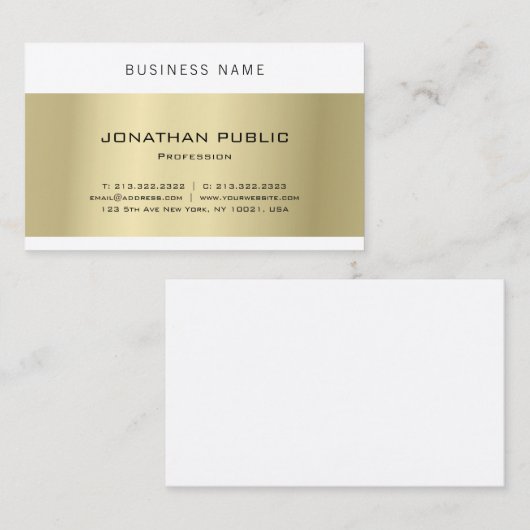 Elegant minimalistisch, modern design Gold Plain L Visitekaartje (Voorkant / Achterkant)