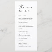 Elegant minimalistisch modern huwelijksdiner menu (Voorkant)