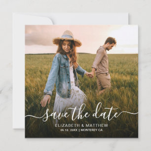 Elegant minimalistisch modern script één foto brui save the date