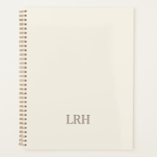 Elegant Minimalistisch Monogram Ivoor Kleur Spiraa Planner (Voorkant)