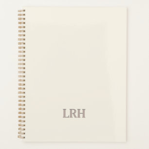 Elegant Minimalistisch Monogram Ivoor Spiraal Noti Planner