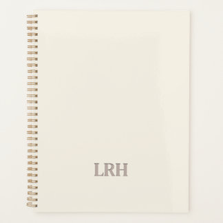 Elegant minimalistisch monogram ivoorkleurig spira planner