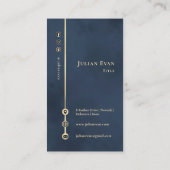 Elegant minimalistisch monogram marine blauw en go visitekaartje (Achterkant)