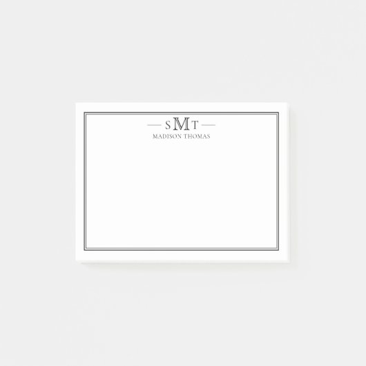 Elegant minimalistisch monogram met drie letters post-it® notes (Voorkant)