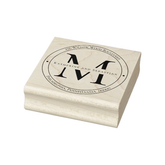 Elegant minimalistisch monogram retouradres 	rubberstempel (Stempel)