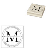 Elegant minimalistisch monogram retouradres 	rubberstempel (Gestempeld)