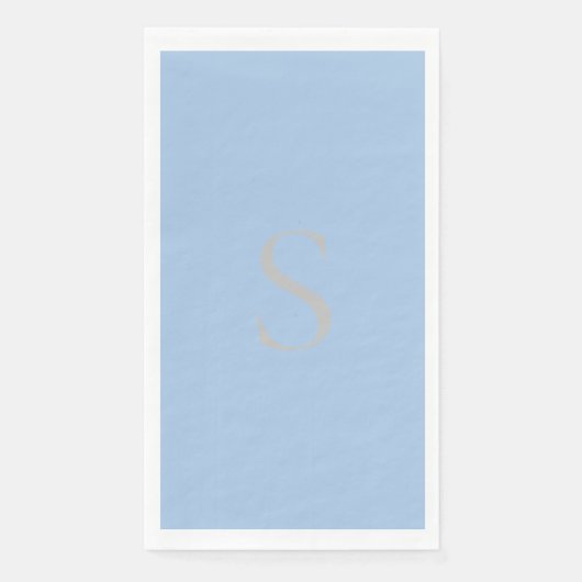 Elegant Minimalistisch Monogram Stofblauw & Zilver Servet (Voorkant)