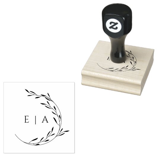 Elegant minimalistisch olievlek met groot monogram rubberstempel (Gestempeld)
