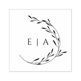 Elegant minimalistisch olievlek met groot monogram 	rubberstempel