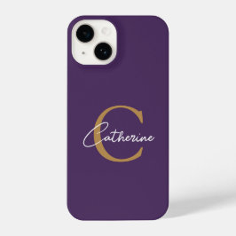 Elegant minimalistisch Paarse en gouden script mon iPhone 14 Hoesje