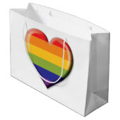 Elegant Minimalistisch Regenboog Hart Ontwerp Groot Cadeauzakje (Achterkant Gekanteld)