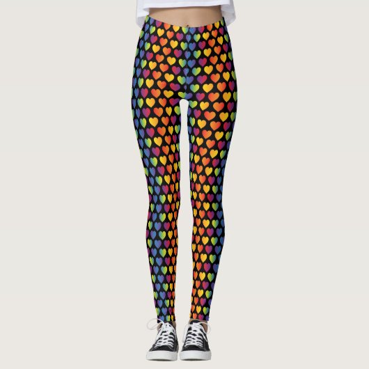 Elegant Minimalistisch Regenboog Hart Ontwerp Leggings (Voorkant)