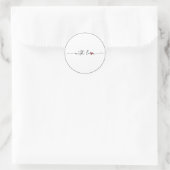 Elegant minimalistisch rood hartscript met liefde ronde sticker (Tas)