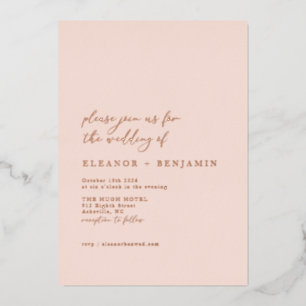 Elegant minimalistisch Roos voor bleekroze bruilof Folie Uitnodiging