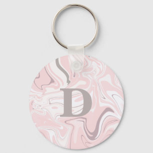 Elegant minimalistisch roze en witte marmer sleutelhanger