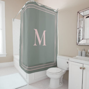 Elegant minimalistisch roze groen monogram douchegordijn