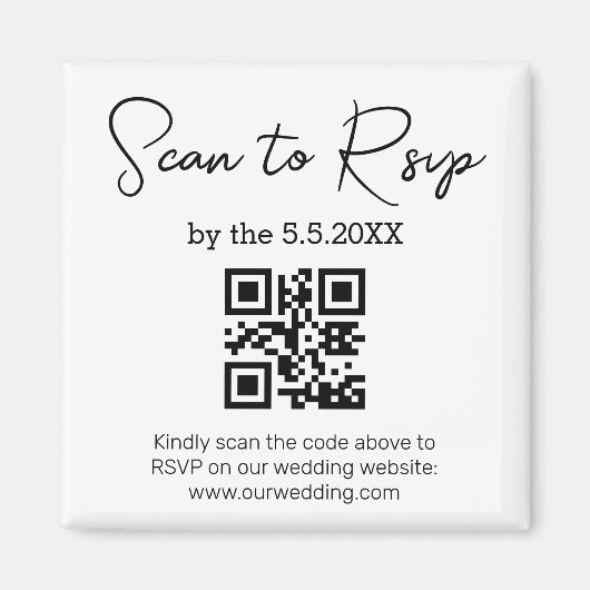 elegant minimalistisch rsvp qr code bruiloft magneet (Voorkant)