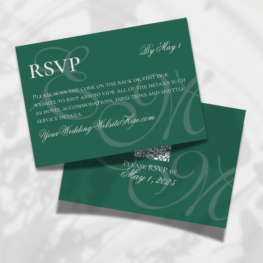 Elegant Minimalistisch Sage Groen Monogram Bruilof RSVP Kaartje