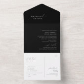 Elegant Minimalistisch Schrift | Zwart Stempel en All In One Uitnodiging (Binnen)