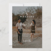 Elegant minimalistisch script 2 foto QR code bruil Kaart (Voorkant)